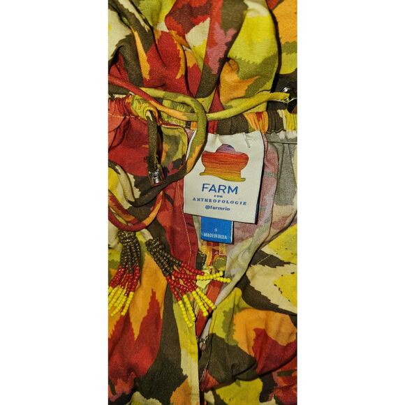 New Farm Rio x Anthropologie Fruit Print Jumpsuit $188 SMALL Yellow Bead Tassels - Picture 5 of 5